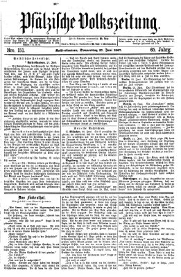 Pfälzische Volkszeitung Donnerstag 27. Juni 1867