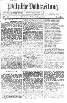 Pfälzische Volkszeitung Dienstag 20. August 1867