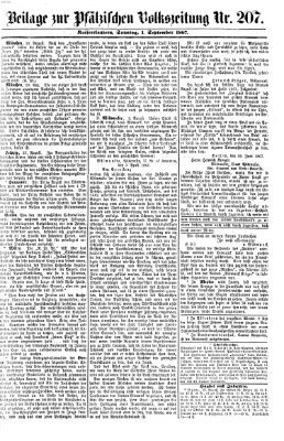 Pfälzische Volkszeitung Sonntag 1. September 1867