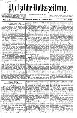 Pfälzische Volkszeitung Samstag 14. September 1867