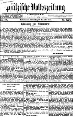 Pfälzische Volkszeitung Donnerstag 19. Dezember 1867