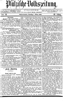 Pfälzische Volkszeitung Samstag 7. März 1868