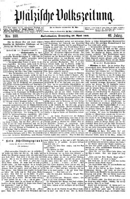 Pfälzische Volkszeitung Donnerstag 30. April 1868