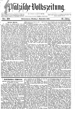 Pfälzische Volkszeitung Dienstag 1. September 1868