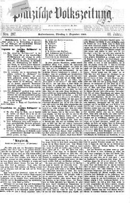 Pfälzische Volkszeitung Dienstag 1. Dezember 1868