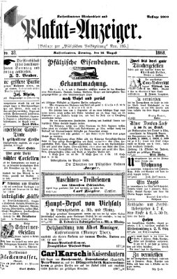 Pfälzische Volkszeitung Sonntag 16. August 1868