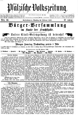 Pfälzische Volkszeitung Samstag 20. Februar 1869