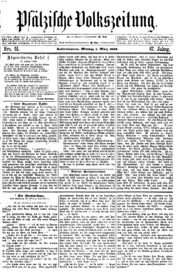 Pfälzische Volkszeitung Montag 1. März 1869