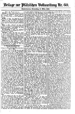 Pfälzische Volkszeitung Donnerstag 11. März 1869