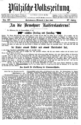 Pfälzische Volkszeitung Mittwoch 9. Juni 1869