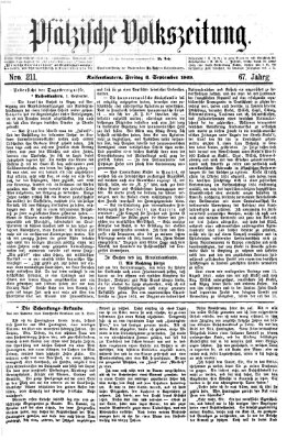 Pfälzische Volkszeitung Freitag 3. September 1869