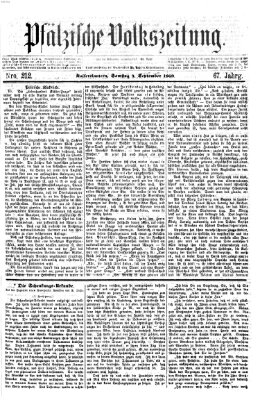 Pfälzische Volkszeitung Samstag 4. September 1869