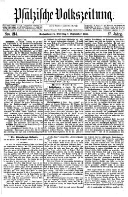 Pfälzische Volkszeitung Dienstag 7. September 1869