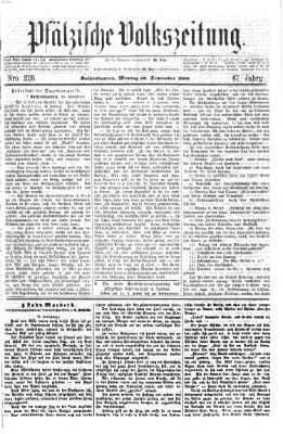 Pfälzische Volkszeitung Montag 20. September 1869