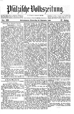 Pfälzische Volkszeitung Donnerstag 23. September 1869