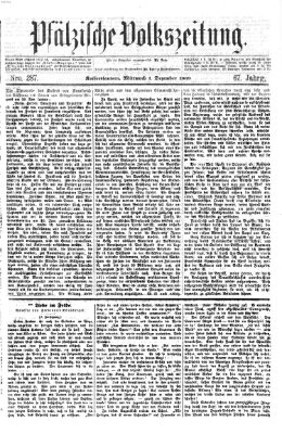 Pfälzische Volkszeitung Mittwoch 1. Dezember 1869