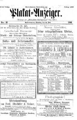 Pfälzische Volkszeitung Sonntag 25. Juli 1869