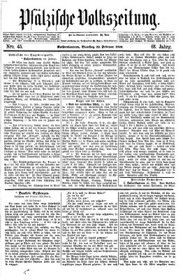 Pfälzische Volkszeitung Dienstag 22. Februar 1870