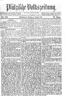 Pfälzische Volkszeitung Montag 15. August 1870