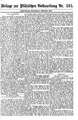 Pfälzische Volkszeitung Donnerstag 8. September 1870