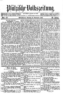 Pfälzische Volkszeitung Samstag 10. September 1870