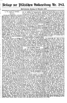 Pfälzische Volkszeitung Sonntag 27. November 1870