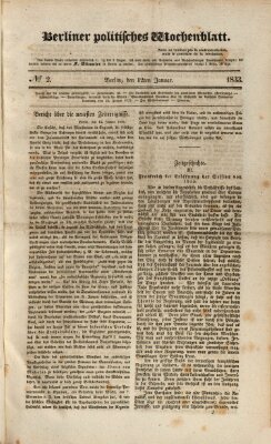 Berliner politisches Wochenblatt Samstag 12. Januar 1833