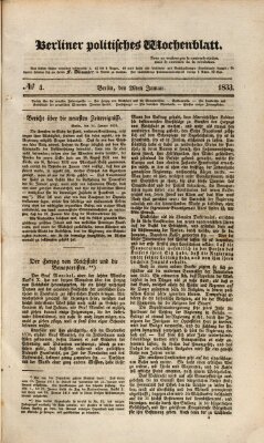 Berliner politisches Wochenblatt Samstag 26. Januar 1833