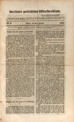 Berliner politisches Wochenblatt Samstag 9. Februar 1833