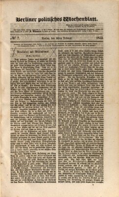 Berliner politisches Wochenblatt Samstag 16. Februar 1833