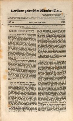 Berliner politisches Wochenblatt Samstag 16. März 1833