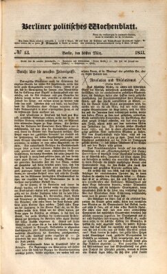 Berliner politisches Wochenblatt Samstag 30. März 1833