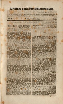 Berliner politisches Wochenblatt Samstag 15. Juni 1833