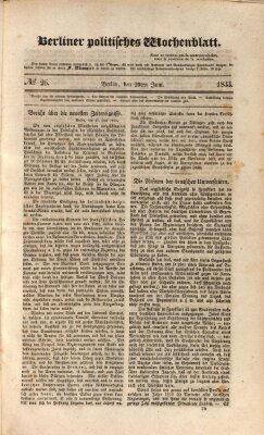 Berliner politisches Wochenblatt Samstag 29. Juni 1833