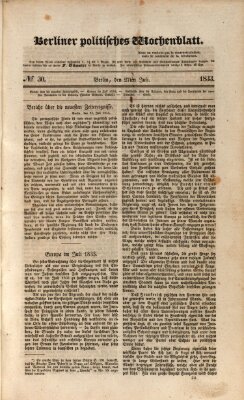 Berliner politisches Wochenblatt Samstag 27. Juli 1833