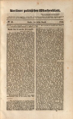 Berliner politisches Wochenblatt Samstag 31. August 1833