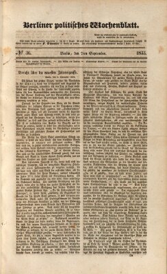 Berliner politisches Wochenblatt Samstag 7. September 1833