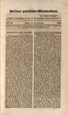 Berliner politisches Wochenblatt Samstag 2. November 1833