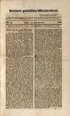 Berliner politisches Wochenblatt Samstag 16. November 1833
