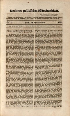 Berliner politisches Wochenblatt Samstag 23. November 1833