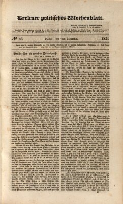 Berliner politisches Wochenblatt Samstag 7. Dezember 1833