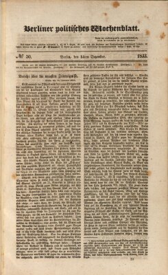 Berliner politisches Wochenblatt Samstag 14. Dezember 1833