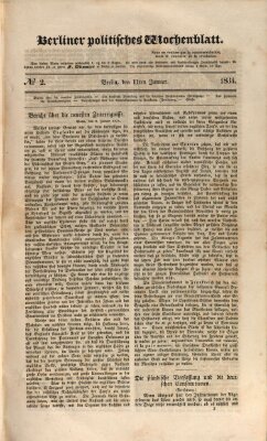 Berliner politisches Wochenblatt Samstag 11. Januar 1834