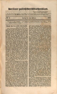 Berliner politisches Wochenblatt Samstag 1. Februar 1834