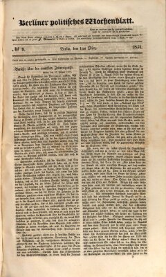 Berliner politisches Wochenblatt Samstag 1. März 1834