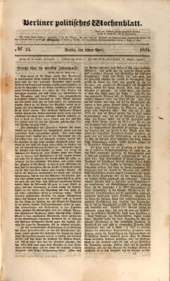 Berliner politisches Wochenblatt Samstag 12. April 1834