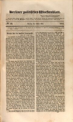 Berliner politisches Wochenblatt Samstag 31. Mai 1834