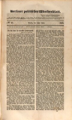 Berliner politisches Wochenblatt Samstag 14. Juni 1834