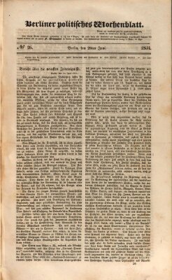 Berliner politisches Wochenblatt Samstag 28. Juni 1834