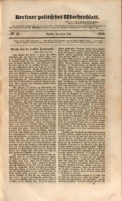 Berliner politisches Wochenblatt Samstag 5. Juli 1834